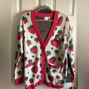 Boxlunch Lotso Pixar strawberry cardigan sz Large
